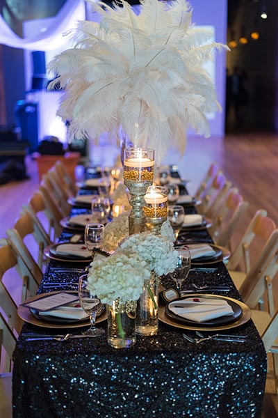 Great Gatsby Wedding Ideas | Sequins Linens for 1920's Themed Wedding