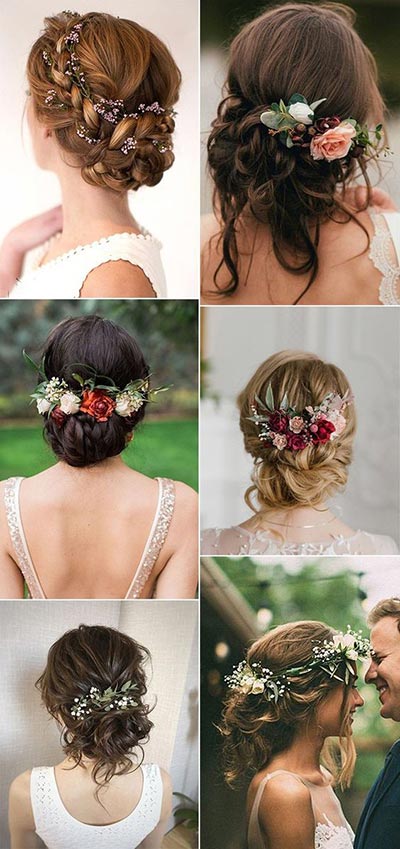 Fall Wedding Hair with Flowers